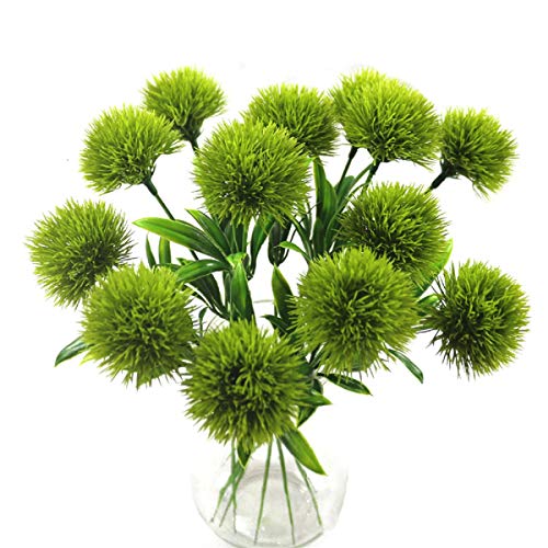 Yalulu 10 Pcs Dandelion Artificial Flowers Plants Bouquet Plastic Flower for Home Decoration/Wedding Decor (Green)