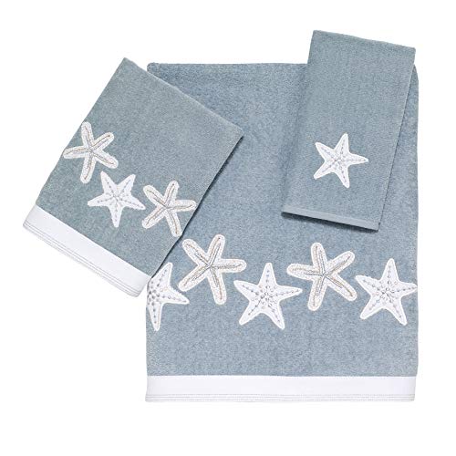 Avanti Linens - 3pc Towel Set, Soft & Absorbent Cotton Towels (Sequin Shell Collection), Multi Color