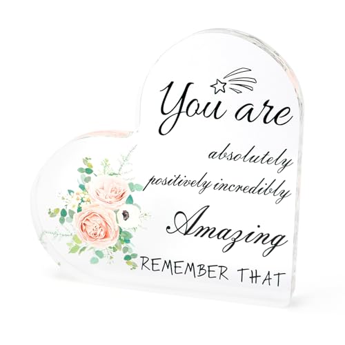 Acrylic Inspirational Heart Ornament for Women Inspirational Gift for Women, Acrylic Plaque Desk Sign Gift for Daughter Sister Birthday Modern Motivational