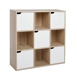 Meerveil 9 Cube Storage Unit, 90 x 30 x 90 cm, Oak and White