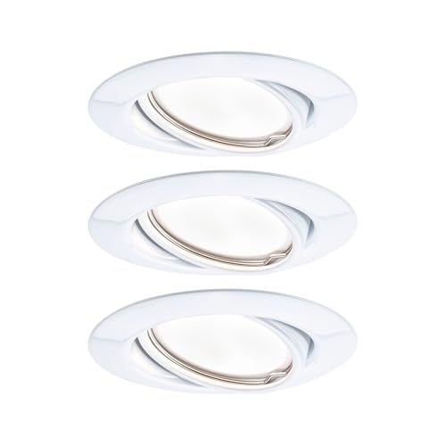 Paulmann Base LED Recessed Luminaire Round, 3x5W Dimmable, 3000K, White, Metal, 9cm (L) x 4.5cm (H), Study Room, Children's Room