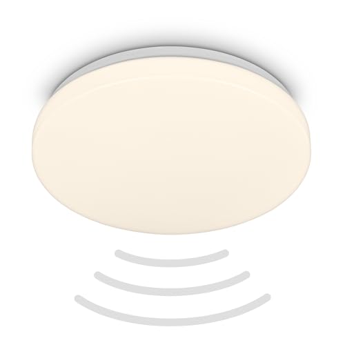 BRILONER - LED Ceiling lamp with Motion Detector IP54 3m Range, Warm White Light Colour, 120 Degree Detection, LED Ceiling Light, LED lamp, Bathroom lamp, Bathroom lamp, Kitchen lamp, 27x6.5 cm