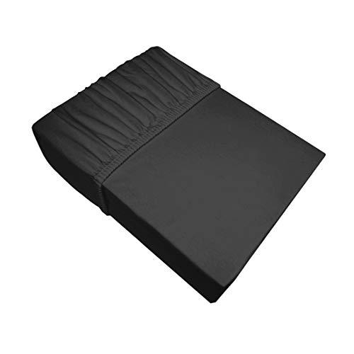 Eurofirany bed sheet fitted sheet plain patternless cotton Oeko-Tex 1 piece, black, 220 x 200 + 30 cm