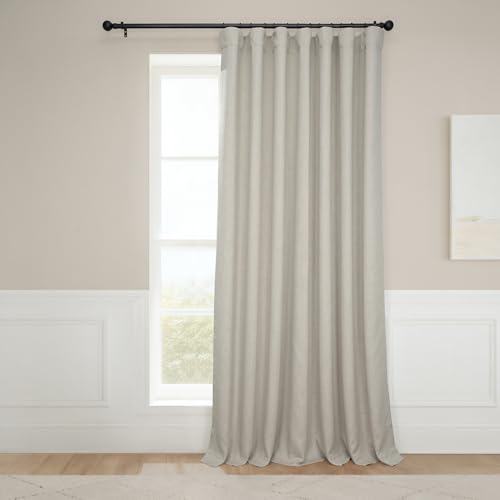 HPD Half Price Drapes Faux Linen Room Darkening Curtains - 84 Inches Long Extra Wide Luxury Linen Curtains for Bedroom & Living Room (1 Panel), 100W X 84L, Thatched Tan