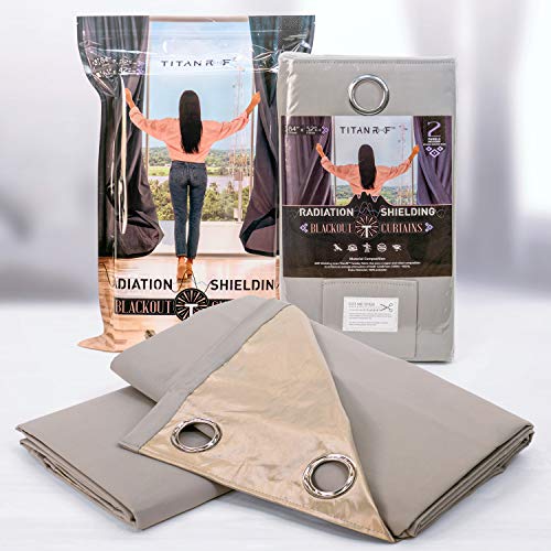 "Mission Darkness TitanRF Radiation Shielding Blackout Curtains, Barrier Against Radio Frequencies, Includes 2 Gray Panels with Metal Grommets (52"" Width x 84"" Length / 132cm x 213cm)"