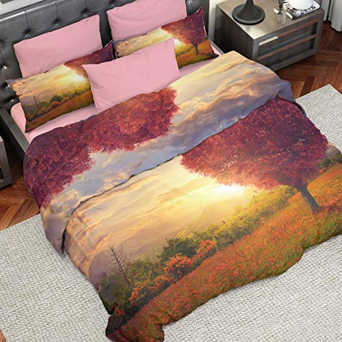 Copripiumino Digitale Tutto Stampato Microfibra Duvet Set, Quilt Covers, Bedding Sets, Satin Fabric, Flower Tree Single