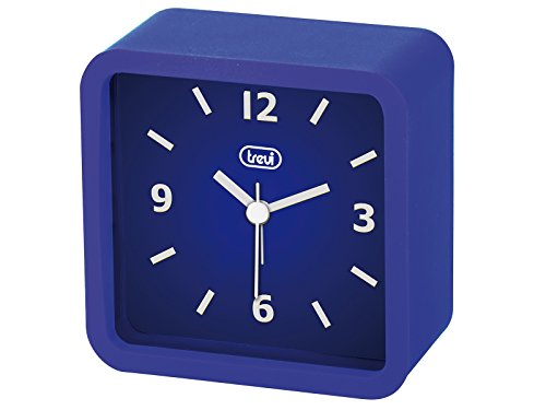 Trevi SL 3820 Alarm Clock with Large Dial, Rubberized Finish and Shockproof Silicone Cover, Silent Sweep Movement, Wall Hanging, Blue