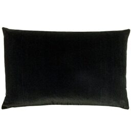 furn. Contra Feather Filled Cushion – Luxuriously Soft Velvet Pillow With Plain Reverse (Black – 40x60cm)