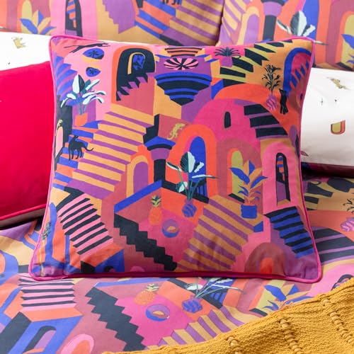 furn. Eivissa Embroidered Velvet Feather Filled Cushion