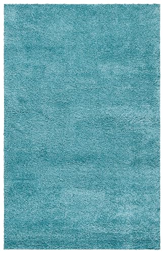 Safavieh Shaggy Rug for Living Room Dining Room Bedroom Milan Shag Collection High Pile Aqua Blue 24 x 36 Inch
