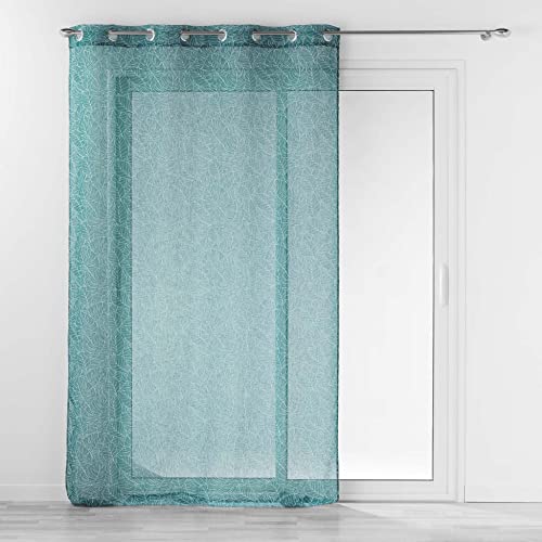 Douceur d'Intérieur, Solea 140 x 240 cm Linen Look Woven Printed Eyelet Curtain
