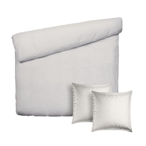 Pure Cotton 3 Piece Double Bed Set - Duvet Cover 240 x 220 cm and 2 Pillowcases 63 x 63 cm - 100% Cotton Percale 200 Thread Count 122 g/m² - Soft, Breathable - Oeko-Tex - Horizon - Taupe