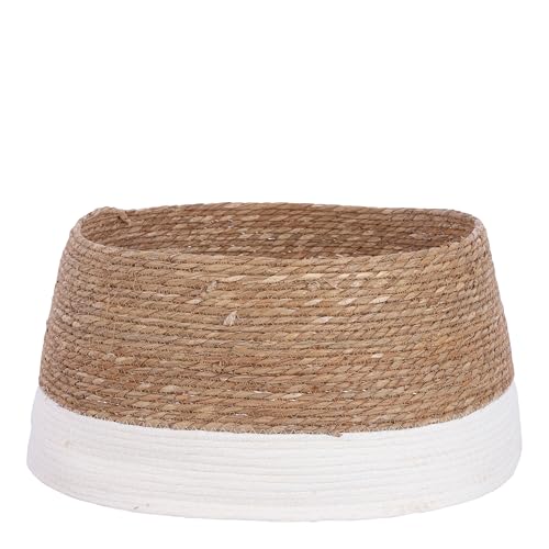 Mica Decorations Christmas Tree Skirt Diameter 58 x Height 26 cm - Christmas Tree Skirt Seagrass - Christmas Tree Basket Gold