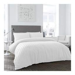 Gaveno Cavailia Easy Care Seersucker Duvet Cover Quilt and Pillow Case, 100% Polyester Super Soft Bed Set, Single, White