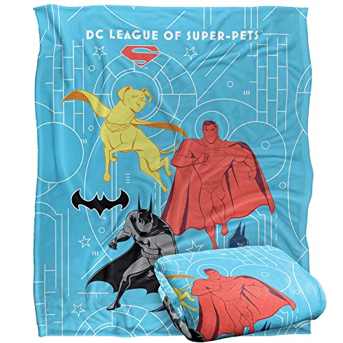 DC LEAGUE OF SUPER PETS Blanket, 152 x 127 cm Monochromatic Heroes Silky Touch Super Soft Throw Blanket