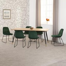 Seconique Hamilton Large Dining Set with Lukas Chairs in Medium Oak/Green