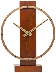 NeXtime - Table/Wall Clock - 34 x 27 cm - Wood/Steel - Brown - 'Carl Small'
