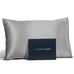 Fishers Finery 25mm 100% Pure Mulberry Silk Pillowcase Set, Good Housekeeping Winner (Silver, King)