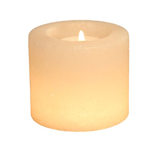 Himalayan Crystal Salt Dreams Cylinder White Line Salt Crystal Tea Light Holder, Salt, White, 7 x 7 x 6.5 cm