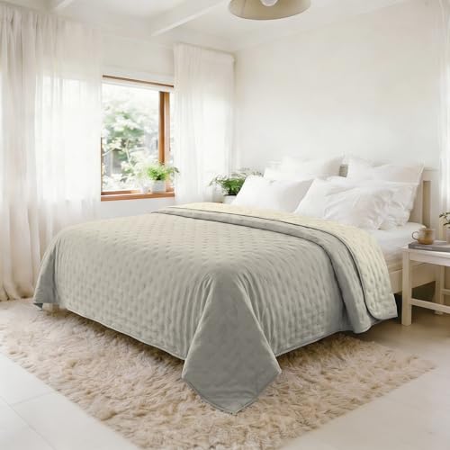 Summer Quilt Water Washed Microfibre Duvet Quilt and 100 g Filling Double 250 x 250 cm - Sabbia/Crema