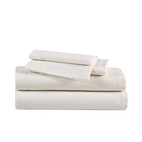 Eddie Bauer - Twin Sheets, Cotton Flannel Bedding Set, Brushed for Extra Softness, Cozy Home Decor (Ivory, Twin)