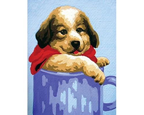 Collection D'Art Tapestry Kit Puppy in Blue Mug, 100% Cotton, Multi-Colour, 20 x 25 x 0.100 cm