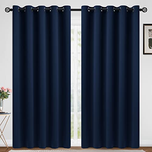 COSVIYA Navy Blue Curtains 84 inch Length 2 Panels Grommet Room Darkening,Thick Polyester Light Blocking Insulated Thermal Curtain Drapes for Bedroom/Living Room,70x84 inches