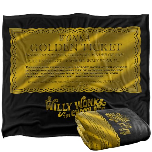 LOGOVISION Willy Wonka And The Chocolate Factory Golden Ticket Silky Touch Super Soft Throw Blanket 152 X 127 Cm