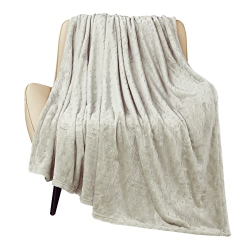 "TOONOW Fleece Blanket Super Soft Cozy Throw Blanket 50"" x 60"", Lightweight Fuzzy Comfy Textured Flannel Blanket Warm Plush Throw Blankets for Couch, Sofa, Bed, Pumice Stone"