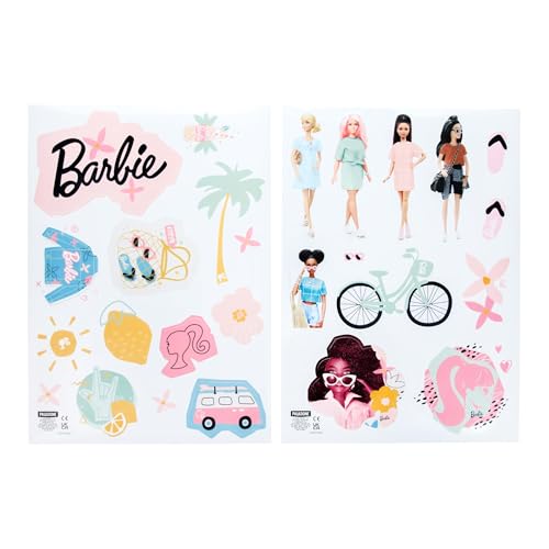Barbie Wall Decals - Officially Licensed Personalised Kids' Room Wall Stickers, Reusable Playroom, Includes Barbie's Iconic Friends, Letters, Clothing, & Accessories, Girls Bedroom Decor - Paladone