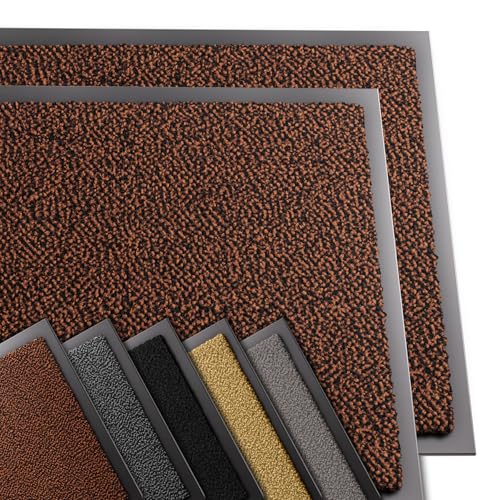 VOUNOT® Set of 2 Door Mats for Outdoor or Indoor, Dirt trapper, Non Slip Barrier Mat Washable Welcome Doormat Entrance Rug, Brown-Black, 60x90cm
