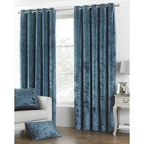 Riva Paoletti Verona Ringtop Eyelet Curtains (Pair) - Teal Blue, 168 x 229cm