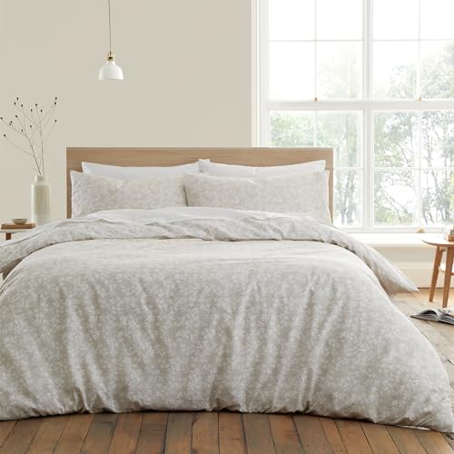 Bianca Shadow Leaves 200 Thread Count Cotton Single Duvet Cover Set with Pillowcase Natural