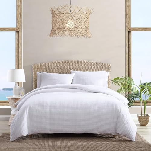 Tommy Bahama Soft Cotton Bedding Set with Matching Shams, Medium Weight & Ideal for All Seasons, White, King