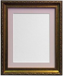 Shabby Chic Gold Picture Photo Frame with Pink Mount 9 x 7 For Image size 7 x 5 inch