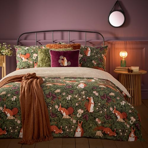 furn. Pineberry Forest Woodland Duvet Cover Set - Super King - Multicolour