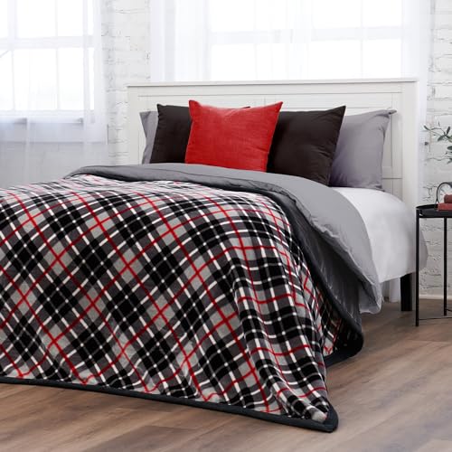 Northwest Ashford Home Cozy Ultimate Plush Throw Blanket, Balmoral Plaid Twin Size 60 x 80 inches