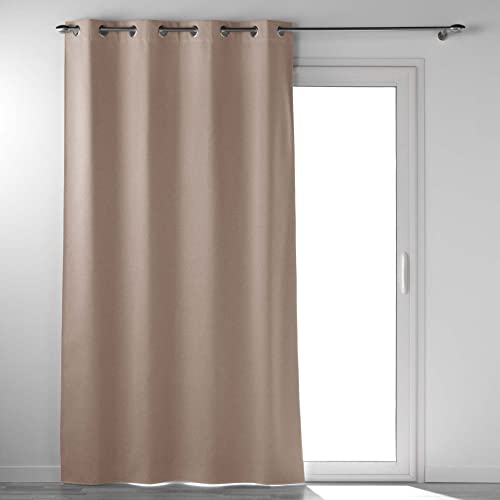 Douceur d'Intérieur, Eyelet Curtain 135 x 260 cm, Hazelnut, 100% Blackout/Chambray Uni, Occultiss