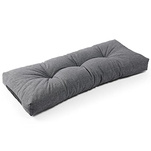 Sunrox LokGrip Non Slip Tufted Memory Foam Bench Cushion, FadeShield Water Resistant Durable Thicken Outdoor/Indoor Bench Seat Pads 48x16x4 inch, Heather Charcoal