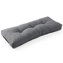 Sunrox LokGrip Non Slip Tufted Memory Foam Bench Cushion, FadeShield Water Resistant Durable Thicken Outdoor/Indoor Bench Seat Pads 48x16x4 inch, Heather Charcoal