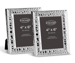 "EDZARD Silver Plated Photo Frame Gubbio Set of 2 6""x4"" (10x15 cm) Non-Tarnishing"
