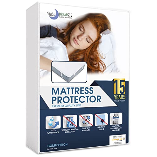 Dreamzie Mattress Protector Waterproof with 4 Elastic Corners - Made in EU - OEKO-TEX® Certified- For Mattress 90 x 190 cm