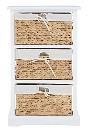 Premier Housewares Chest Of Drawers White Chest Of Drawers With 3 Drawers Bamboo Bedroom Chest Of Drawers Durable White Drawers For Bedroom For Storage 45 x 33 x 72