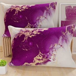 PETTI Artigiani Italiani - Pair of Pillow Cases 50 x 70 cm in Microfibre, Cushions for Bedroom Furniture, Sofa, Living Room, Set of 2 Cushion Covers, Purple Marble Pillowcase, 100% Made in Italy