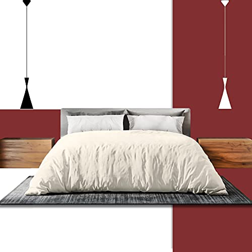 GC GAVENO CAVAILIA Reversible Cotton Duvet Cover King Size- 400 Thread Count Plain Dyed Bedding Set With Pillow Cases- Soft Bed Comforter Covers- Cream