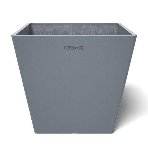 POTS&MORE Prismo 20 Plant Pot (Diameter 20 cm, Square Shape, Colour Grey, Height 18 cm, Plastic Planter, for Indoor Plants) VP022001