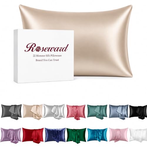 Organic Silk Pillowcase for Hair and Skin Made in USA, 19 Momme Real Silk Pillow Cases with Zipper, 6A Grade Pure Silk, Hypoallergenic, Anti Acne, Wrinkle Free (King, Beige)