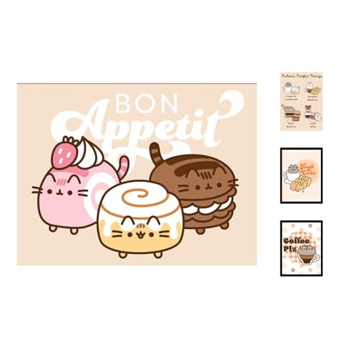 Pyramid International Pusheen (Bon Appetit) Collectors Print 30cm x 40cm Framed - A Stunning Artwork to Enhance Your Collection or Living Space, One Size