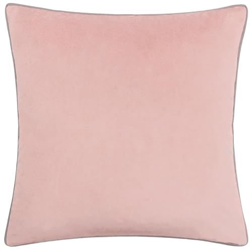 furn. Meridian Polyester Filled Cushion – Luxury Contrast Piped Velvet Decorative Pillow (Blush/Grey - 45x45cm)