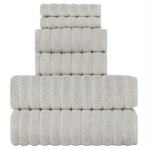 BERIBO Cloud 6 Piece Turkish Towel Set, 2x Bath, 2 Hand, 2 Face Towels, 620gsm, 100% Cotton (Sahara)